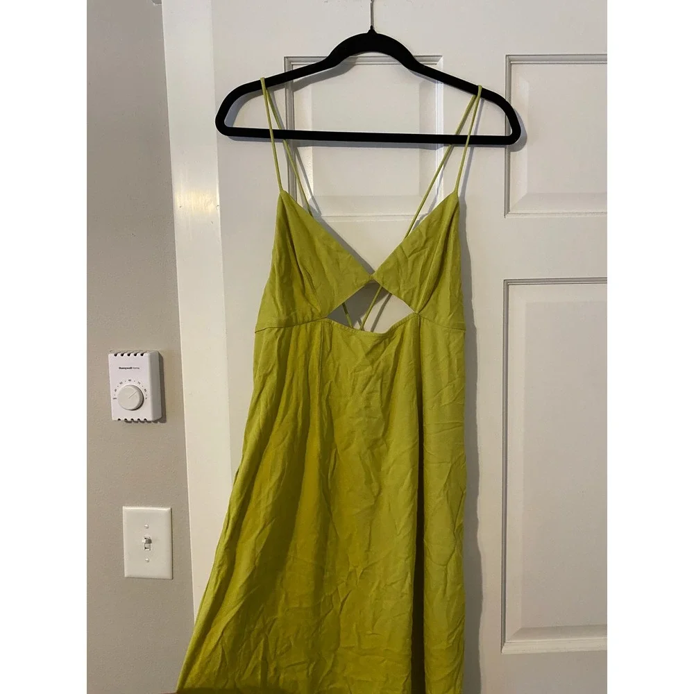 Matcha Green Cutout Midi Slip Dress‎ 12 Fairy Cocktail Ethereal Prom 90s Retro